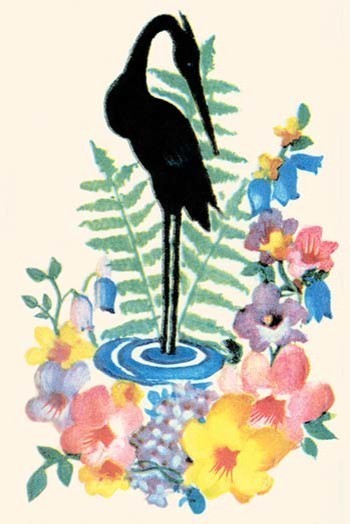 Stork and Flowers - Fine Art Giclee Print 24" x 36"