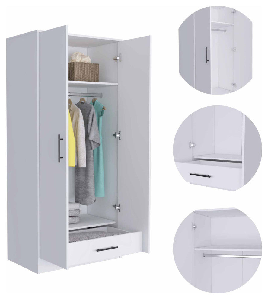 Rio 2-Door Armoire, White