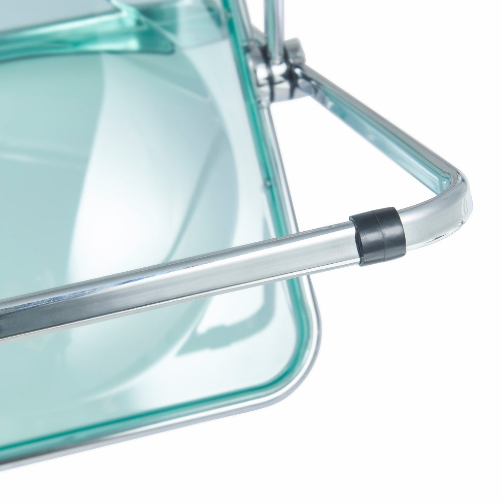 LeisureMod Lawrence 7-Piece Dining Set With Folding Chairs and Table, Jade Green