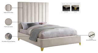 Via Velvet Upholstered Bed, Cream, King