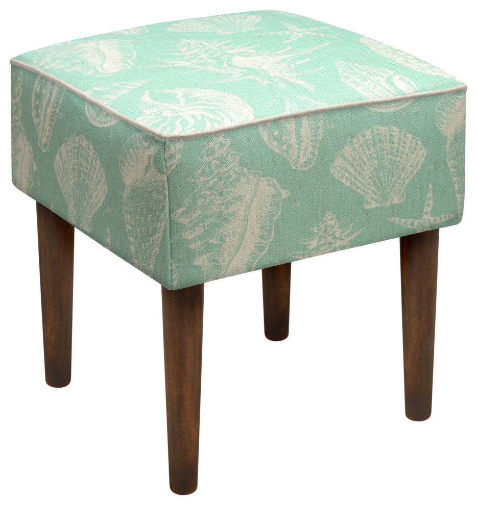 Seashells Modern Vanity Stool, Aqua