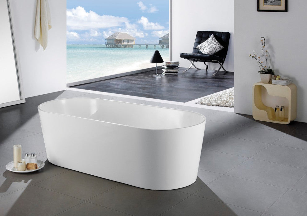 Kube Ovale 67" White Free Standing Bathtub