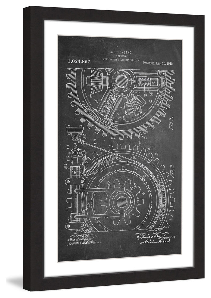 "Gears 1912 Chalk" Framed Painting Print