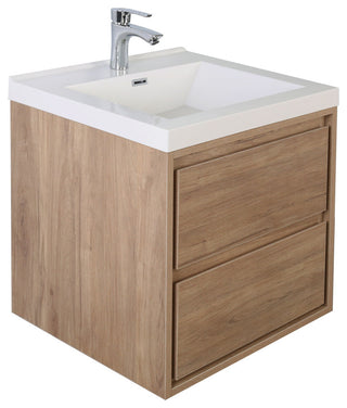 MOM Wall Mounted Vanity, Teak Oak, 24", Single Sink, Wall Mount