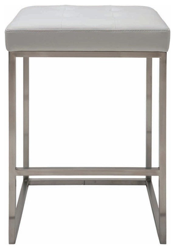 Chi Counter Stool In Brushed Stainless Steel, White