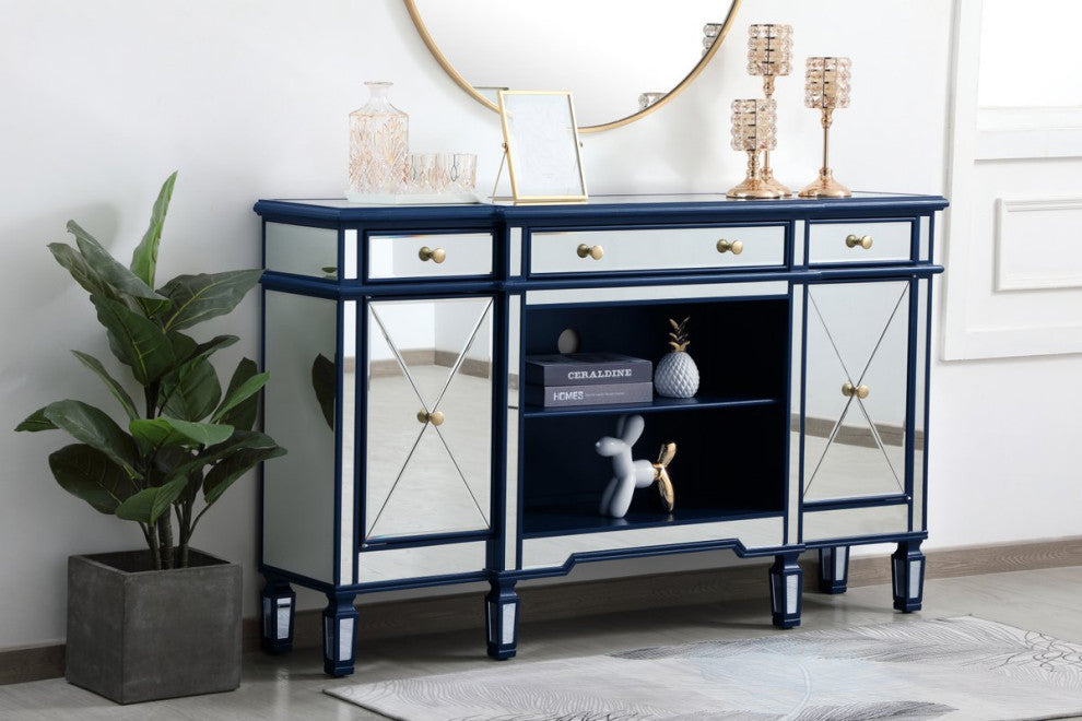 Elegant MF61060BL Contempo 60" Mirrored Credenza, Blue