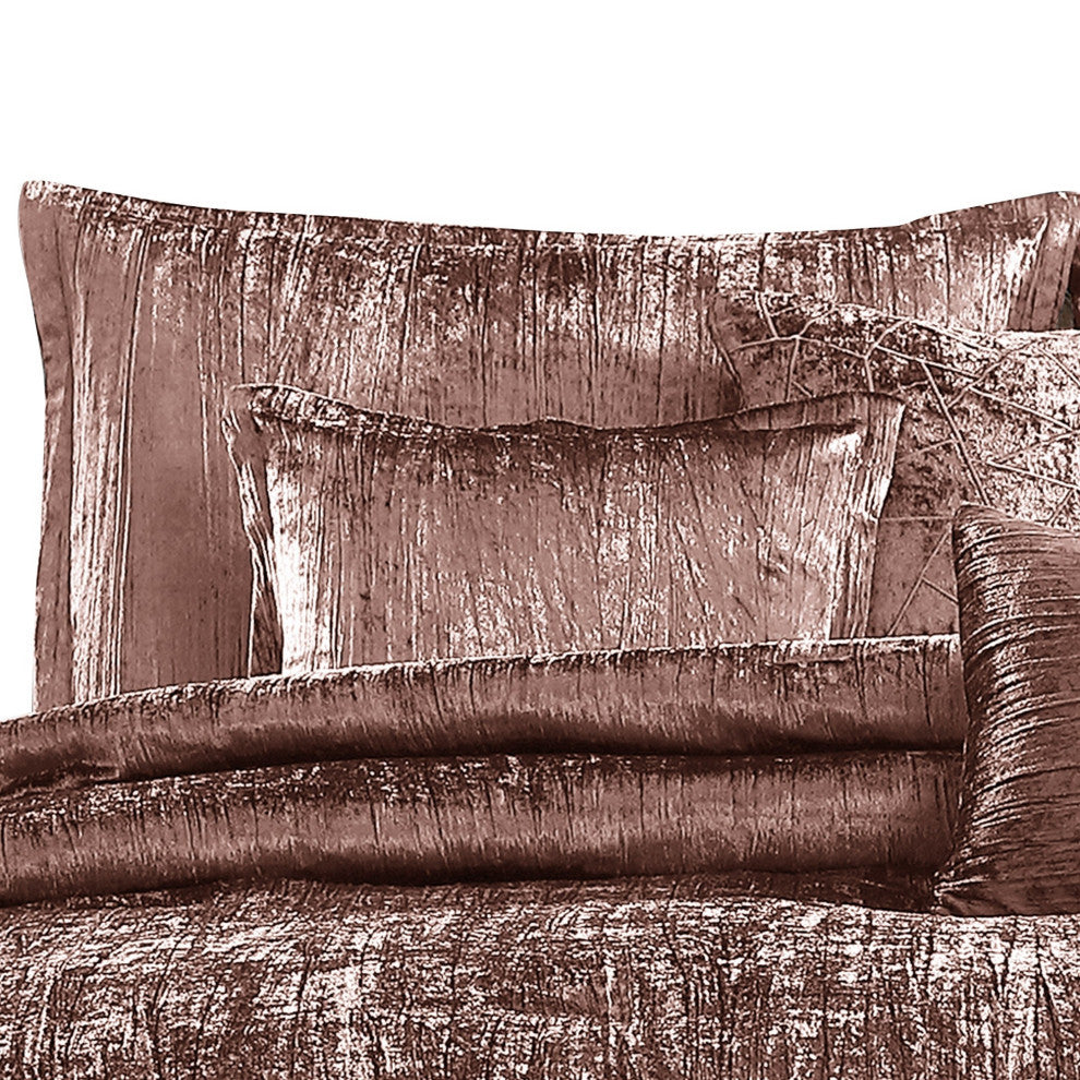 7 Piece King Comforter Set with Shimmering Appeal, Pink