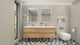 Belli 72" Double Sink Wall Mount Vanity Set, New England Oak, Glossy White Top