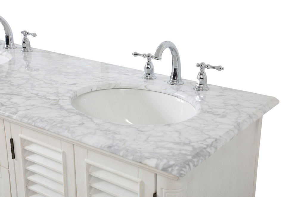 Rhett 60" Double Bathroom Vanity, Antique White