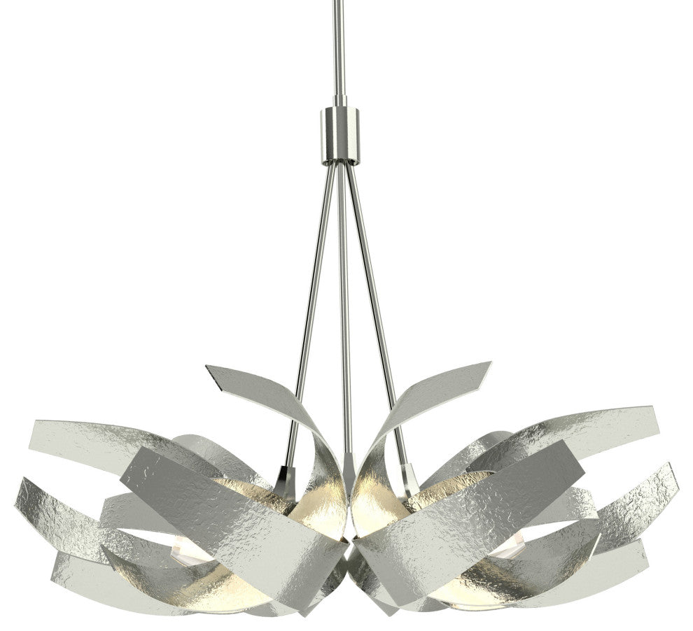 Corona Pendant, Sterling, Clear Glass with Frosted Diffuser, Standard Height