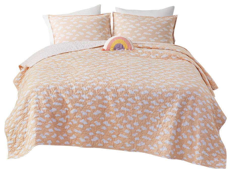 UrbanHabitat Kids Reversible Sunshine Printed Cotton Quilt Set With Throw Pillow