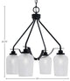 Odyssey 4 Light, Chandelier In Matte Black Finish With 5" Clear Textured Glass