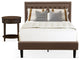 2 Pc Full Set, 1 Bed Frame Brown, Headboard, 1 Nightstand, Black Finish Legs