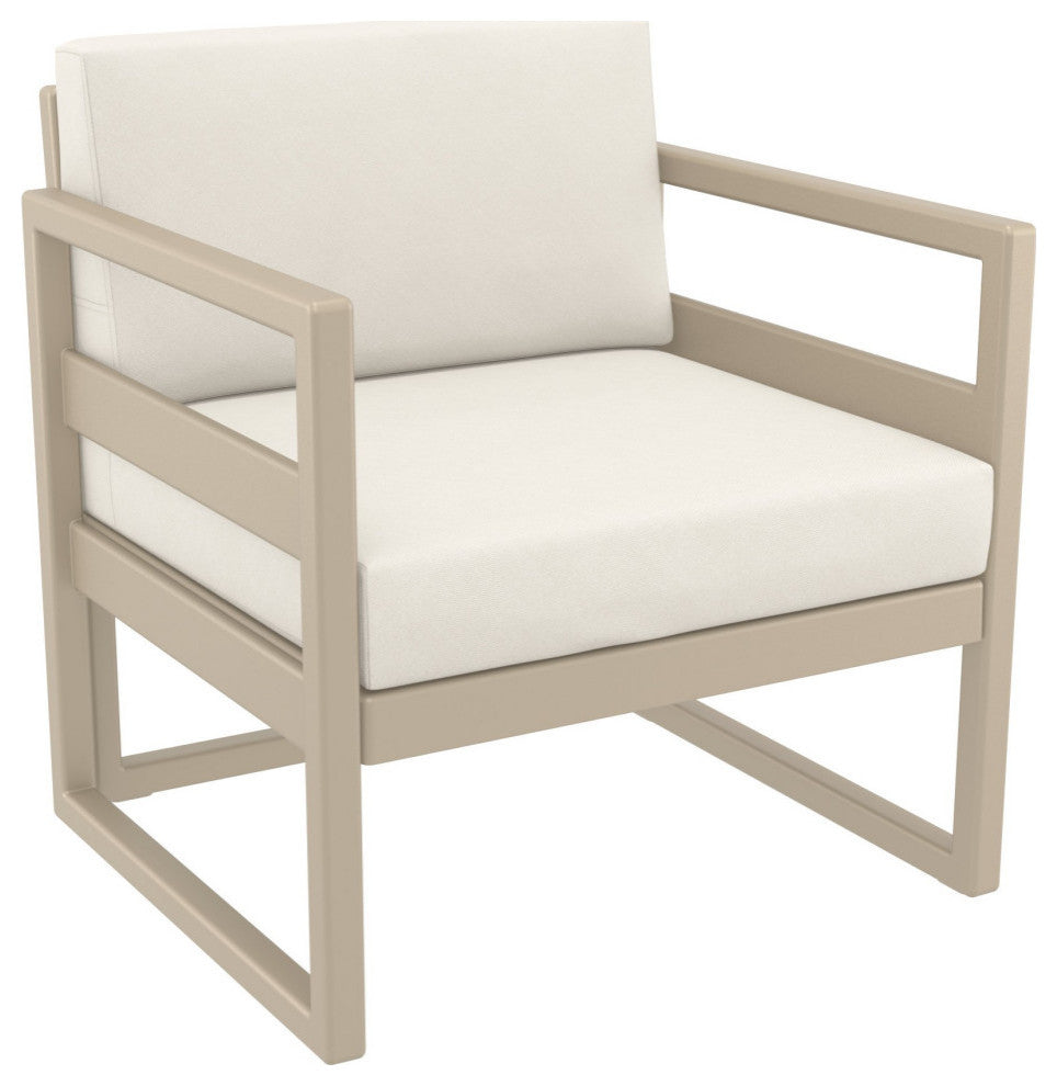 Compamia Mykonos Club 3-Piece Seating Set, Taupe With Sunbrella Natural Cushion