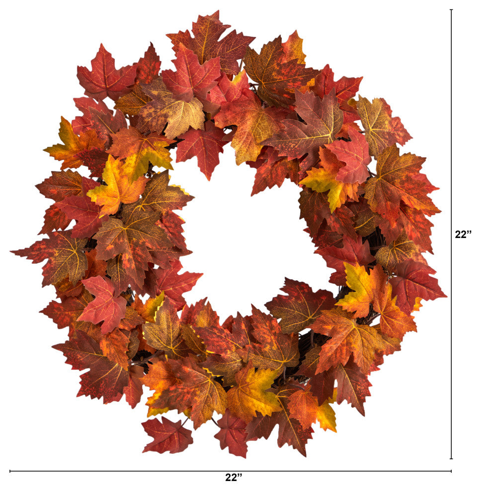 Nearly Natural W1216 22 Maple Leaf Artificial Wreath
