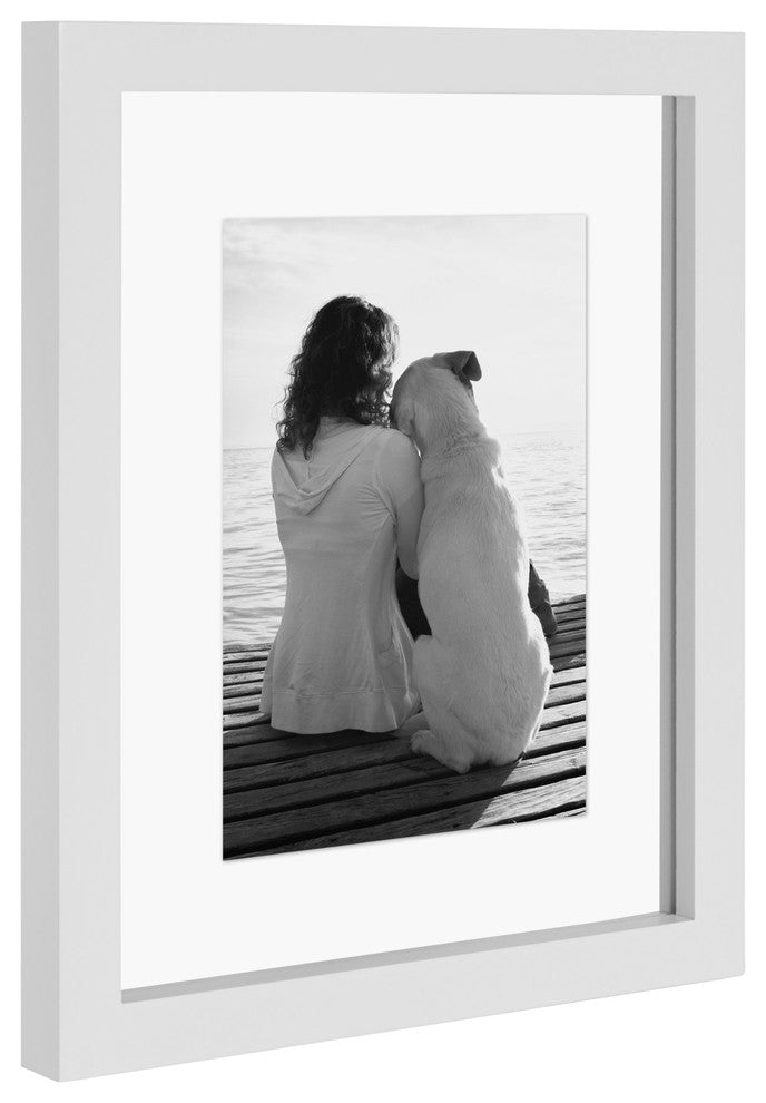 Gallery Float Glass Picture Frame Set, Black 8x10 Float, White, 8x10 Float