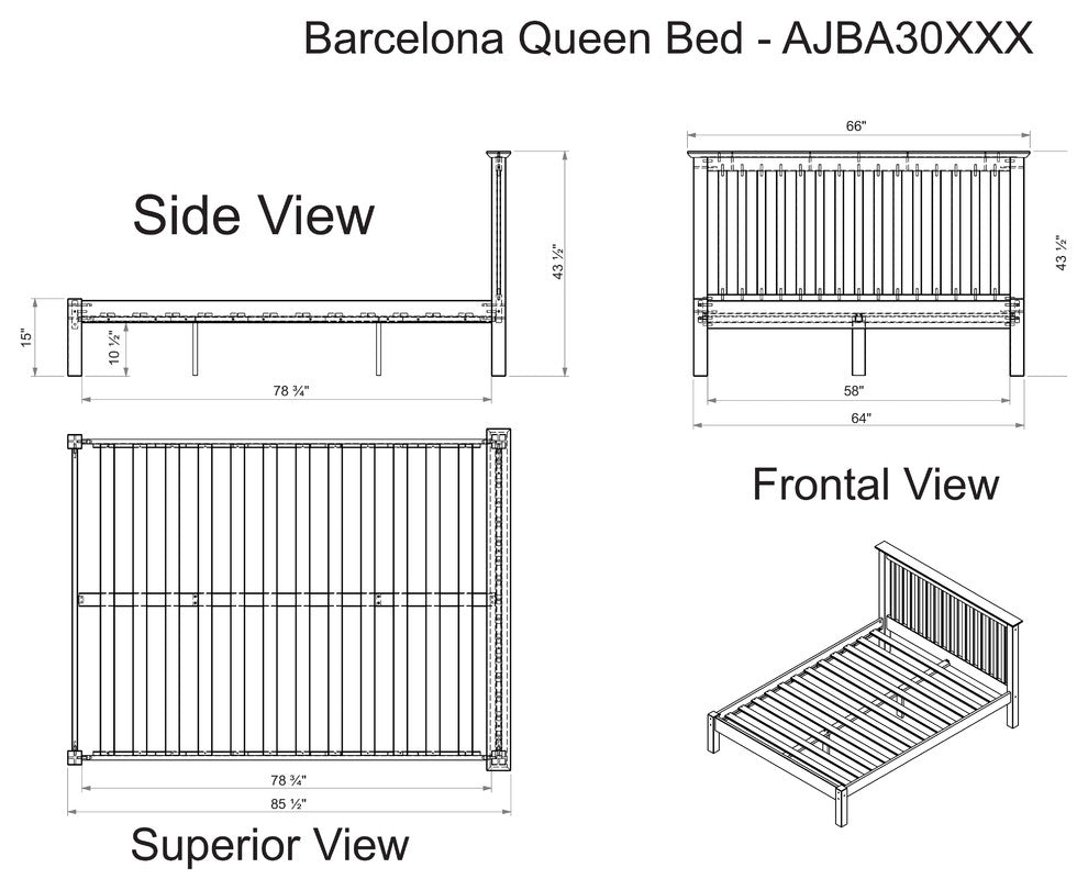 Barcelona Queen Bed, Dove Gray
