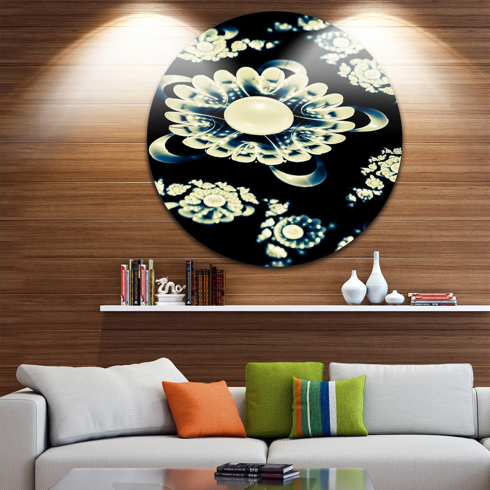 Abstract White Mandala On Black, Floral Round Wall Art, 11"