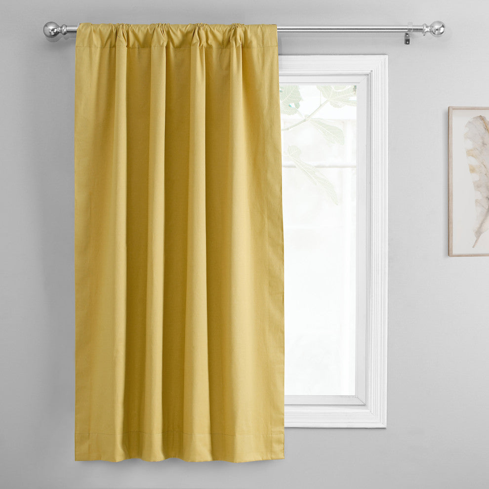 Solid Cotton Tie-Up Window Shade Single Panel, Light Ochre, 46wx63h