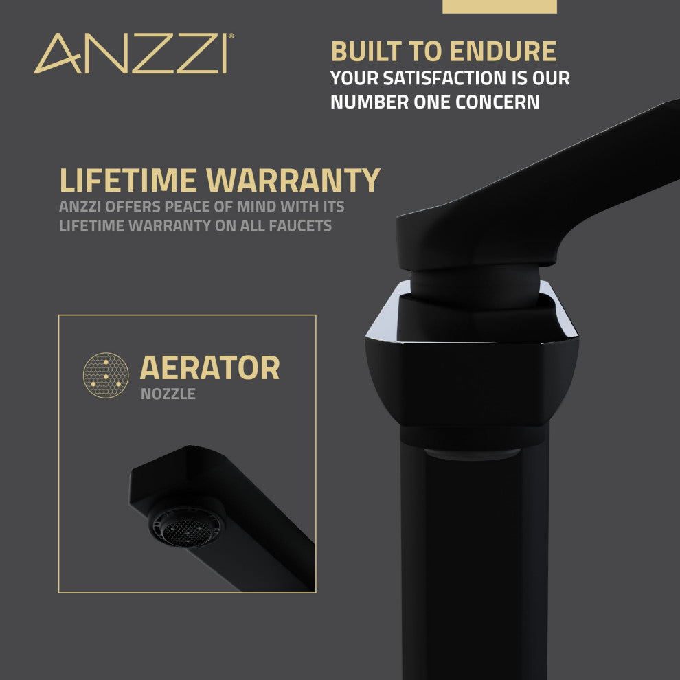 1-Handle Bathroom Faucet, Matte Black and Chrome