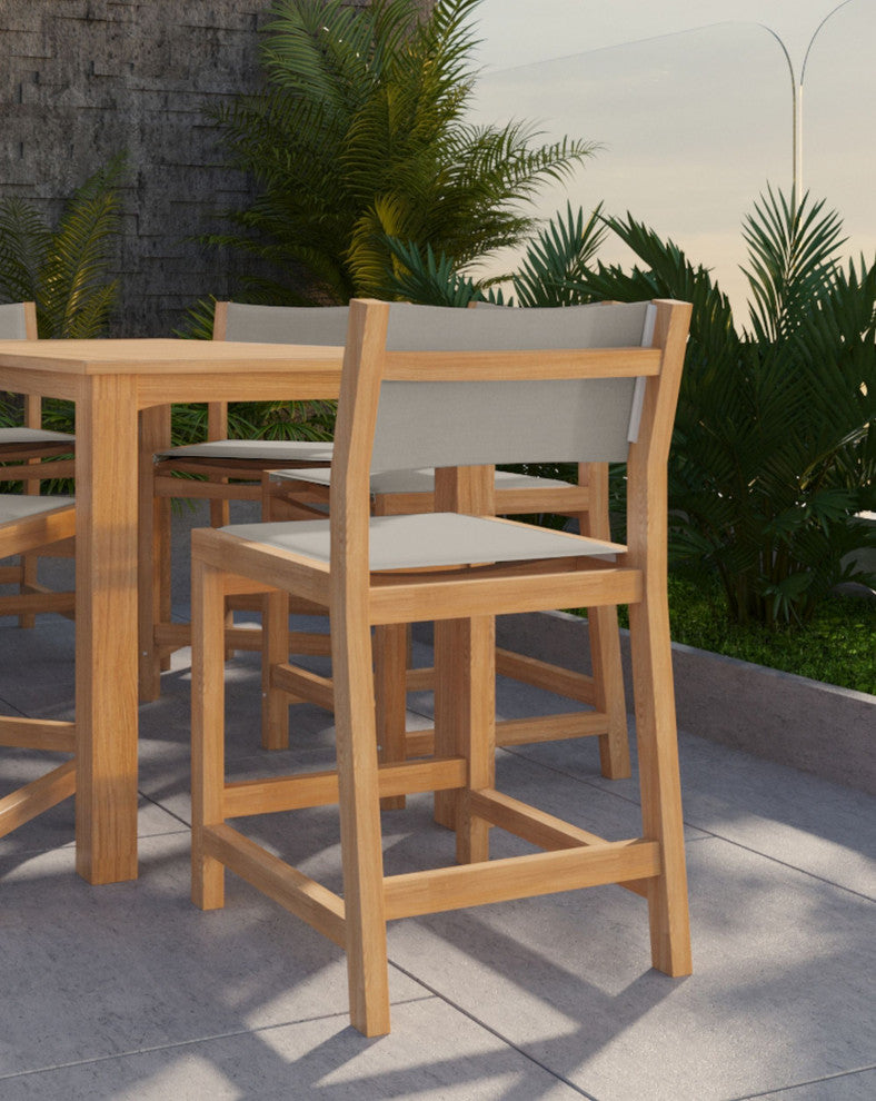 Pearl Teak Outdoor Counter Height Stool in Taupe