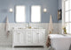 60" Wide Pure White Double Sink Quartz Carrara Bathroom Vanity