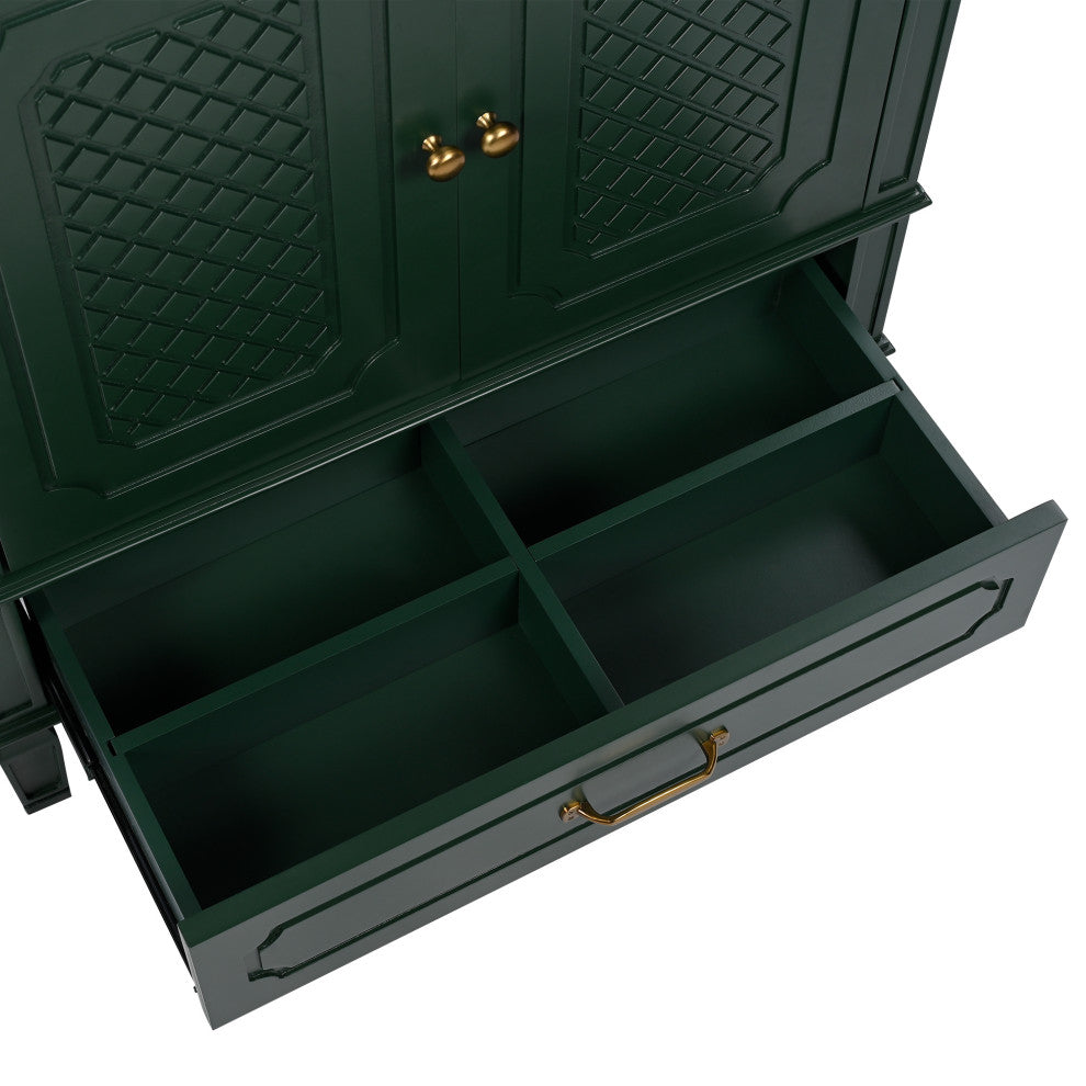 GDF Studio 30" Vintage Vanity With Sink, Drawer & Adjustable Shelf, Dark Green