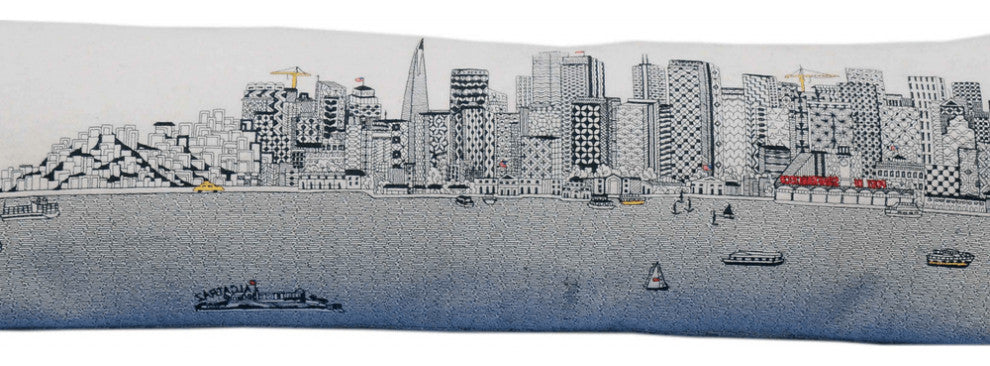 46" White San Francisco Daylight Skyline Lumbar Decorative Pillow