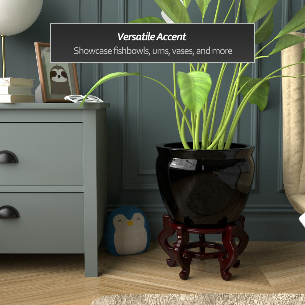 Rosewood Fishbowl Stand, Size 9.5" Base Diameter