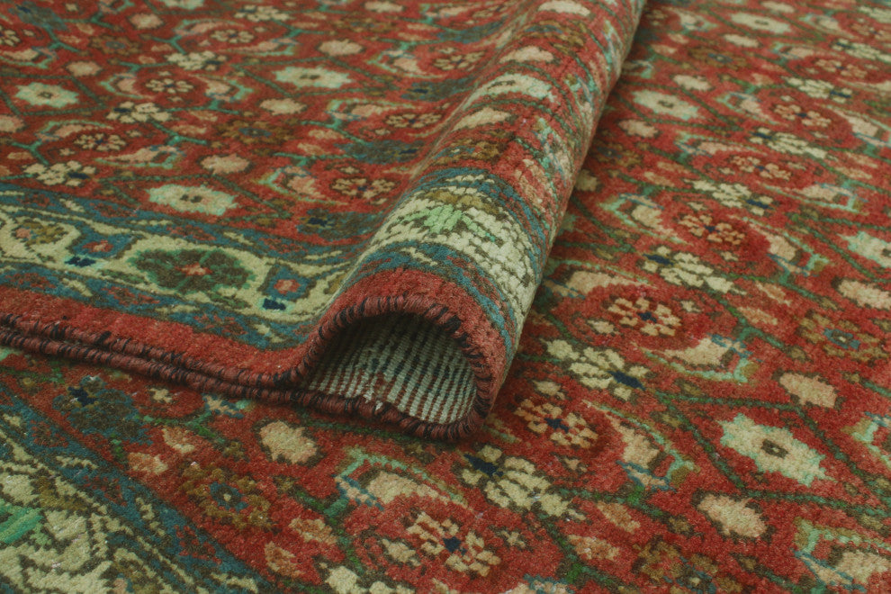 Vintage Distressed Anne Rust/Ivory Runner, 3'3x9'7