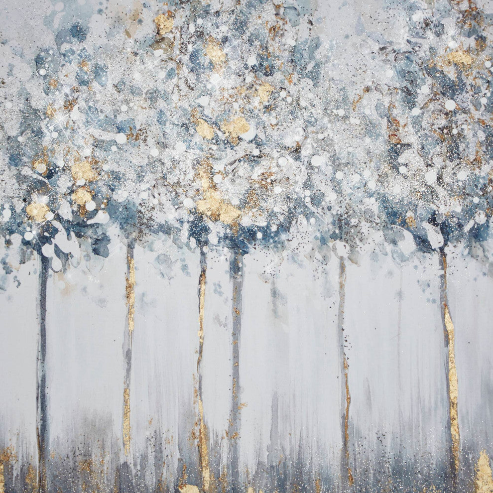 Madison Park Blue Midst Forest Gold Foil Abstract Landscape 3-Piece Wall Art