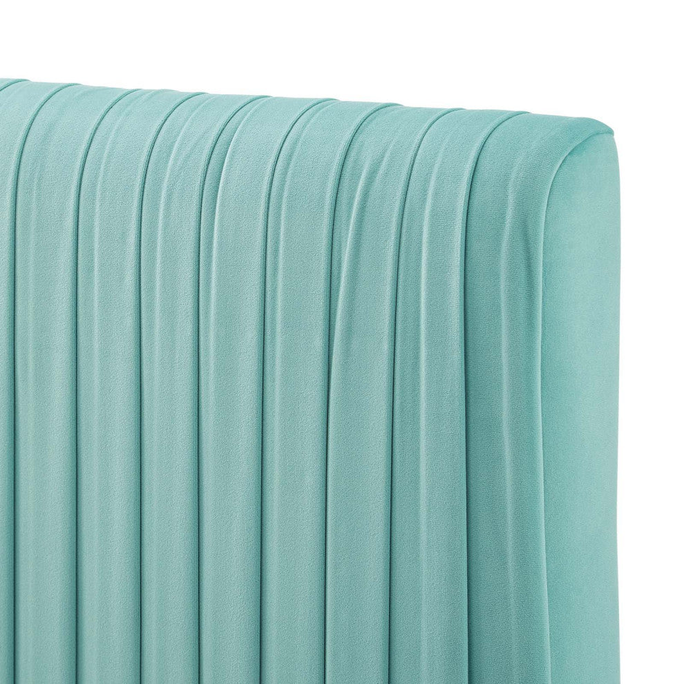 Tufted Headboard, King Size, Velvet, Blue, Modern Contemporary, Bedroom Master