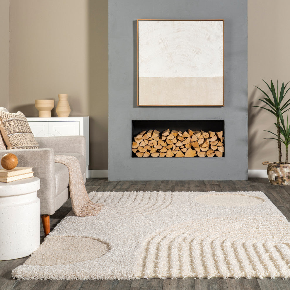 Nuloom Gloria Abstract Shag Area Rug, Beige 4'x6'