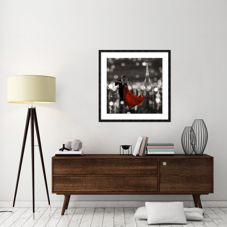 "Midnight in Paris (BW)" Framed Digital Print by Dianne Loumer, 38"x38"