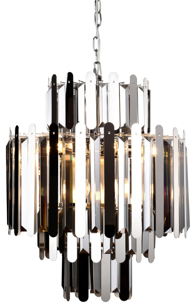 9-Light Stainless Steel Polish Nickel Chandelier