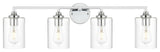 Mayson Four Light Bath Sconce, Chrome And Clear