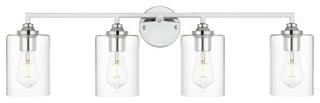 Mayson Four Light Bath Sconce, Chrome And Clear