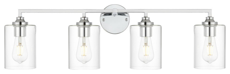 Mayson Four Light Bath Sconce, Chrome And Clear