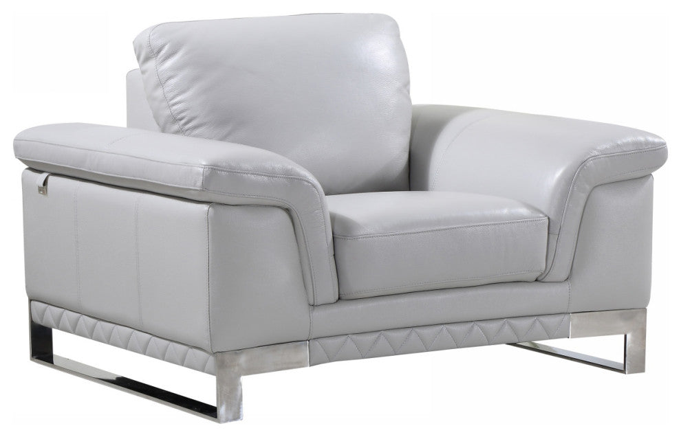 96" Lovely Light Gray Leather Sofa Set