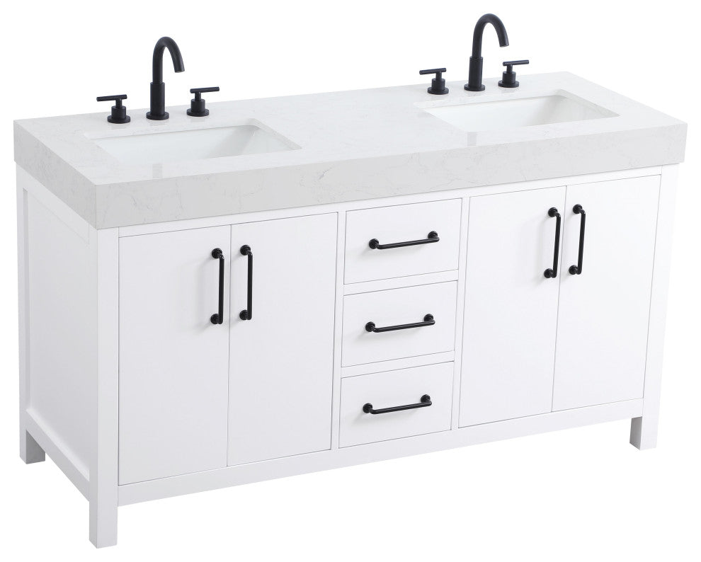 Home Living 60" Double Bathroom Vanity, White