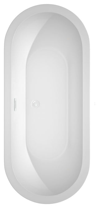 Soho 72" Freestanding White Bathtub, Shiny White Drain and Overflow Trim