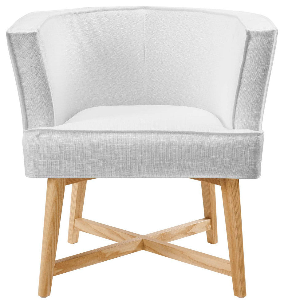 Accent Chair, Fabric, Wood, White, Modern, Living Lounge Hotel Lobby Hospitality
