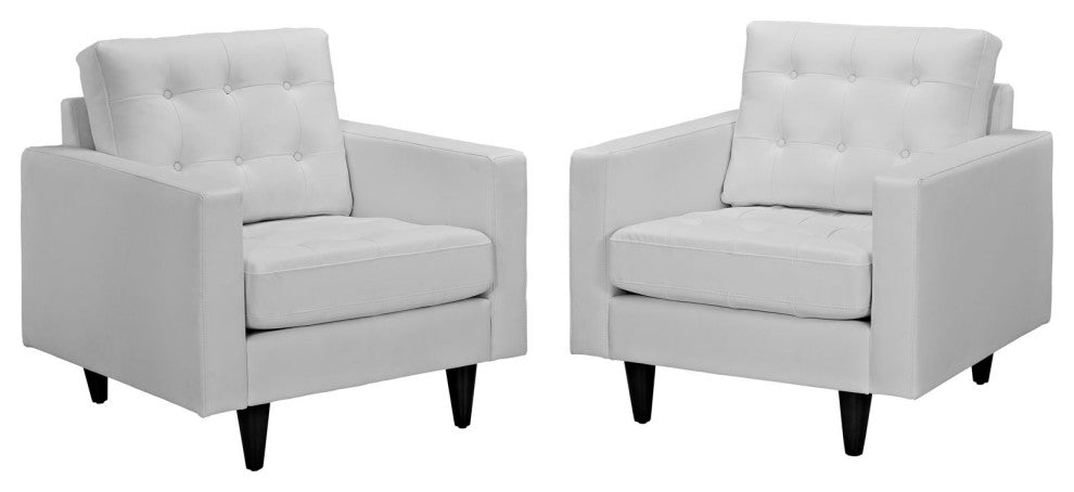 Modern White Empress Armchair Leather Set of 2
