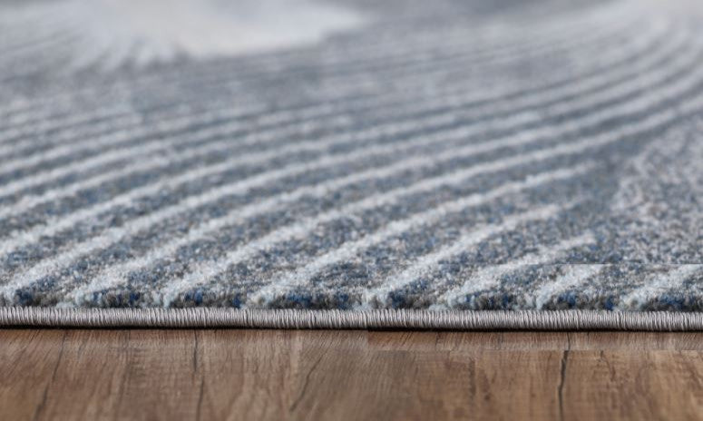 3"x5" Gray Blue Abstract Waves Modern Area Rug