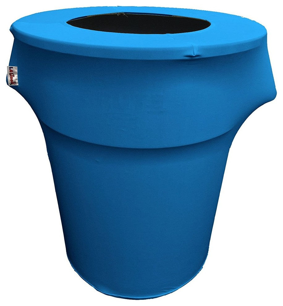 LA Linen Stretch Spandex Trash Can Cover, 44 gal. Round, Turquoise