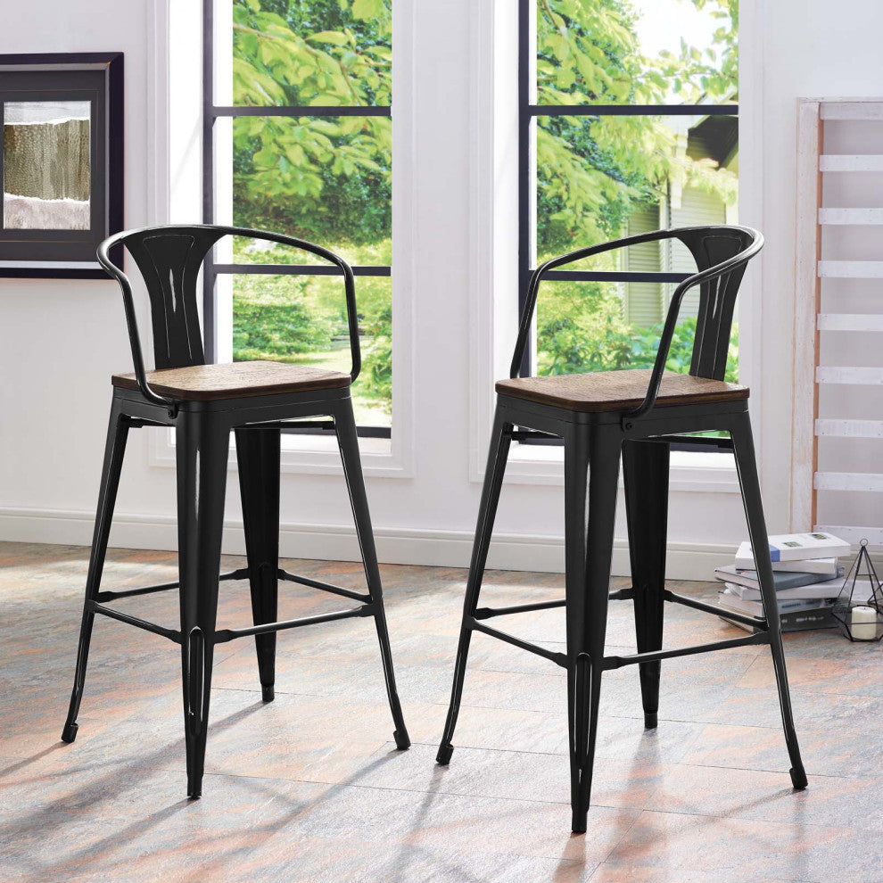 Promenade Bar Stool Set of 2-Black