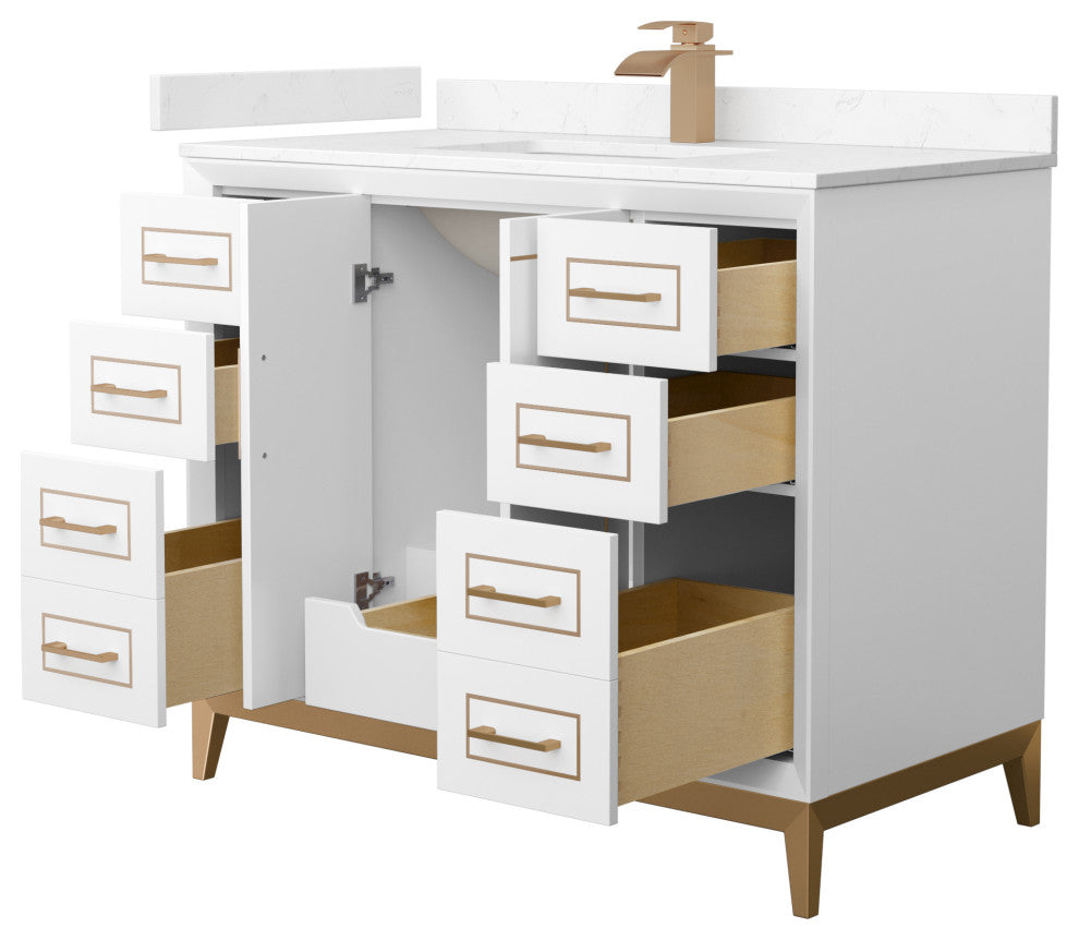 Marlena 42" Single Vanity, Cultured Top, Bronze Trim