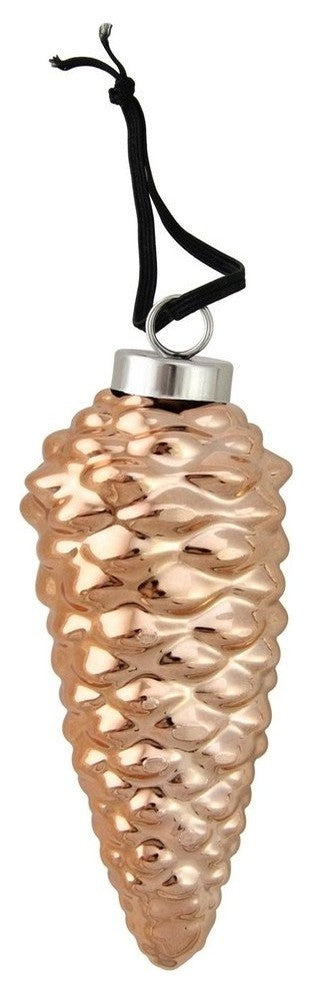 Ceramic Pine Cone Ornaments With Metallic Finish 5", 4-Piece Set