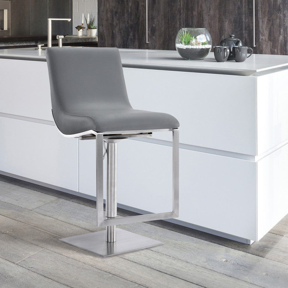 Victory Contemporary Swivel Barstool in Brushed Stainless Steel