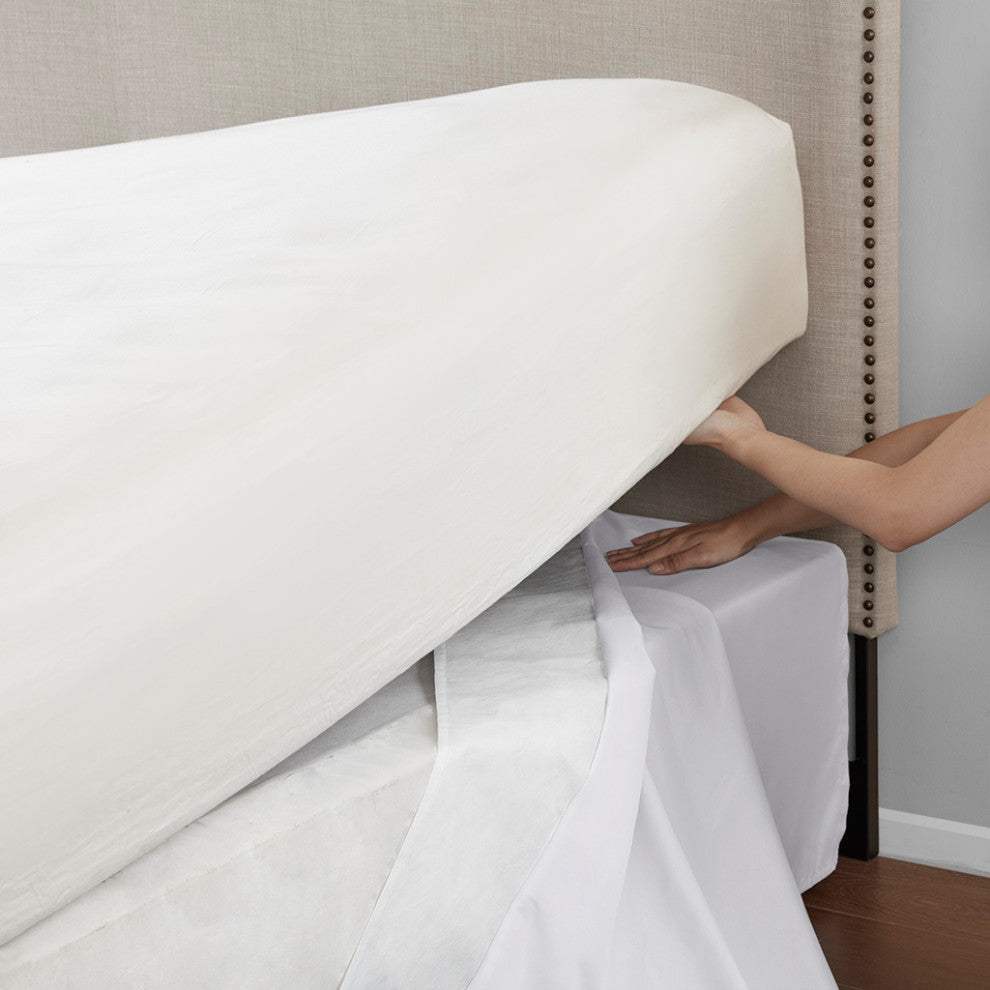 Madison Park Simple Fit Wrap Around Adjustable Bedskirt, White